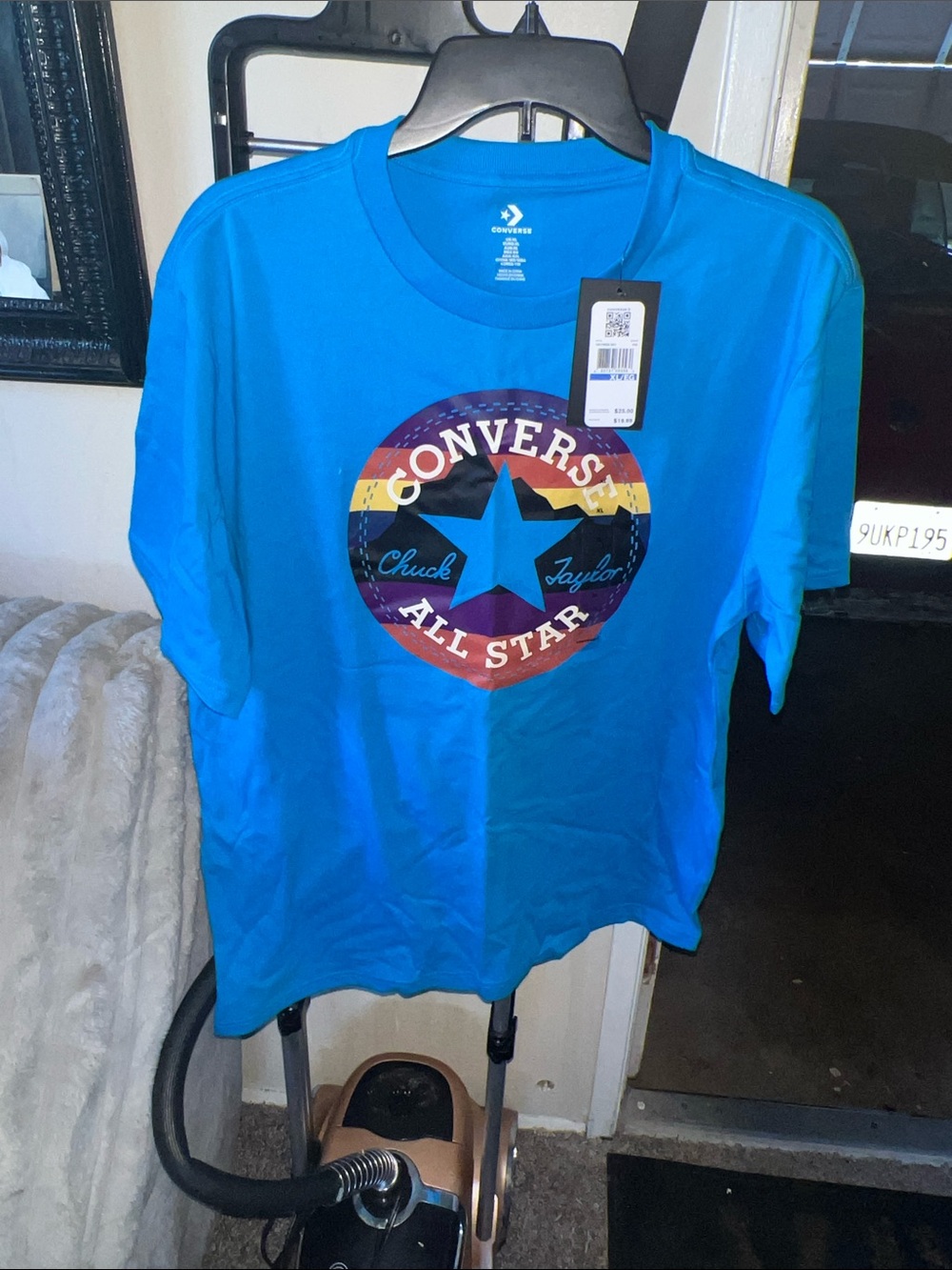Converse Bright Blue Tee with Rainbow All Star Logo
